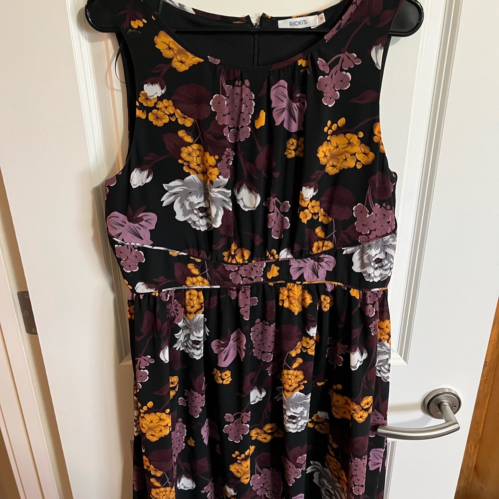 Floral ladies Rickis Dress - Black, Purple, Yellow